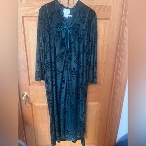 Amanda Stewart Velvet Floral Maxi Nightgown with Satin Tie